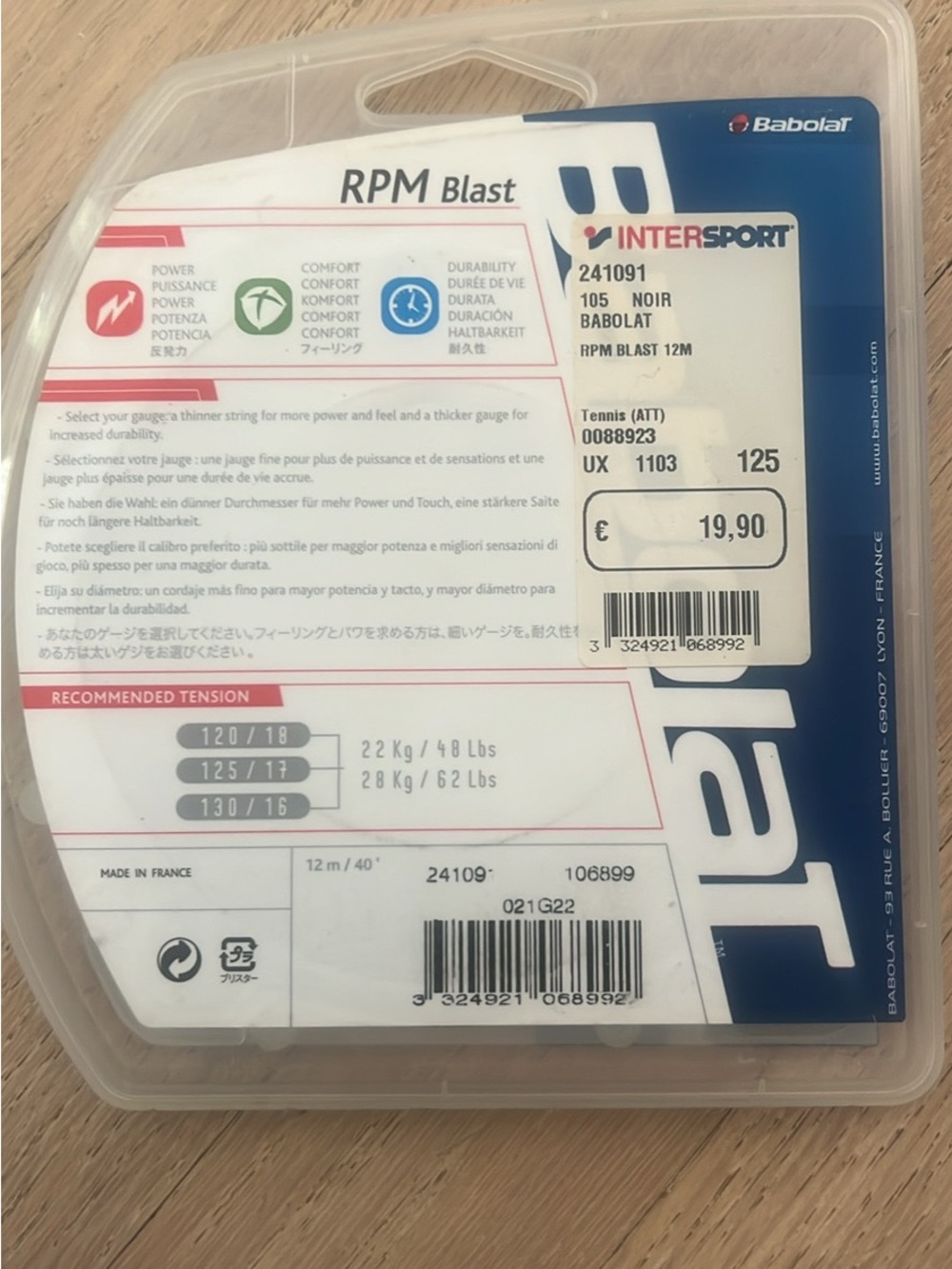 Babolat RPM Blast Tennis String - Blue/White - Picture 2 of 2